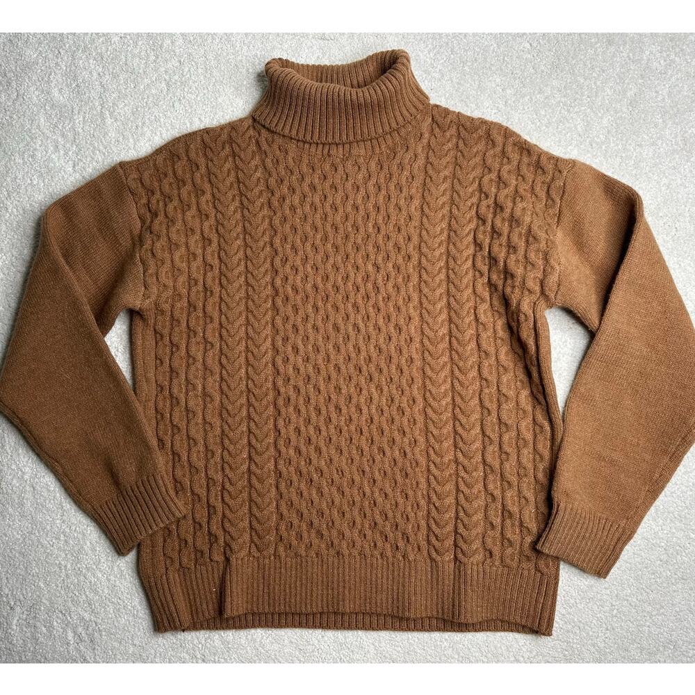 Cupshe: Teddy Brown Cable Knit Turtleneck Sweater